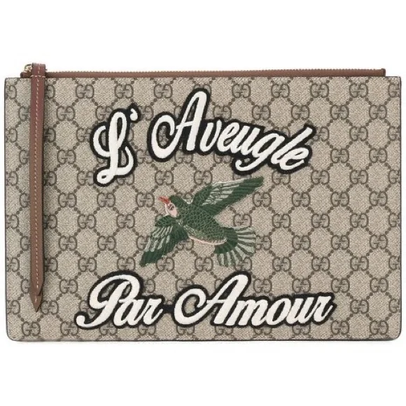 Gucci monogram-pattern clutch bag - Neutrals